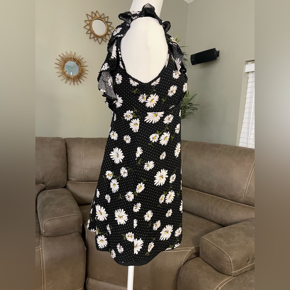 Forever 21 Black Polka Dot Daisy Skater Dress Sz S Spring Summer Y2K 90’s Party - Picture 8 of 9